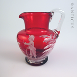 Small Mary Gregory Cranberry Glass Creamer.