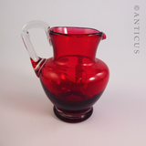 Small Mary Gregory Cranberry Glass Creamer.