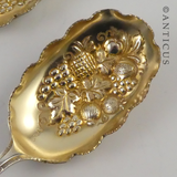 Pair of Victorian Berry Spoons with Gilded Bowls.