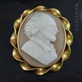 Victorian Cameo Brooch of Shakespeare, Pinchbeck Frame.