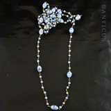1920's Blue Glass Very Long Flapper's Necklace.