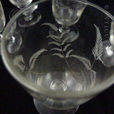 Group of Six Victorian Wine Glasses, Etched Grasses Pattern.