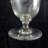 Group of Six Victorian Wine Glasses, Etched Grasses Pattern.