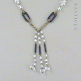 Art Deco Crystal and Black Glass Tassel Necklace.