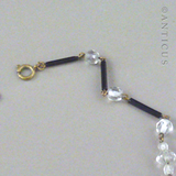 Art Deco Crystal and Black Glass Tassel Necklace.