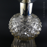 Antique Crystal Decanter, Thistle Shape, Silver Mount.