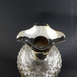 Antique Crystal Decanter, Thistle Shape, Silver Mount.