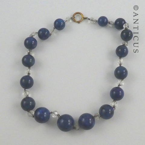Blue Semi-Precious Stones & Crystal Necklace,