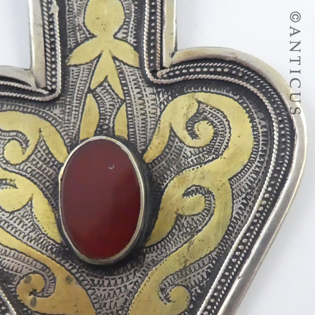 Very Old Afghani Silver, Brass and Cornelian Necklace.