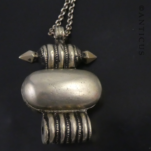 Old Tibetan Prayer Locket Mounted with Turquoise