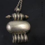 Old Tibetan Prayer Locket Mounted with Turquoise