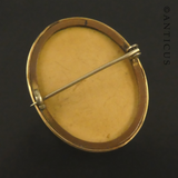 19th Century Lava Cameo Brooch, Gold Frame.