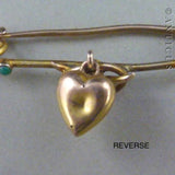 Victorian Gold Heart-Shaped Brooch with Turquoises.