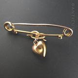 Victorian Gold Heart-Shaped Brooch with Turquoises.