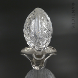 Large Heavy Crystal Decanter with Silver Neck.