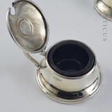 Pair Small Silver Mustard Pots, Arts & Crafts Style.