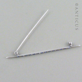 Wide Faux Sapphire and Faux Diamond Bar Brooch.