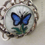 Pair of Enamel and Silver Butterfly Earrings.