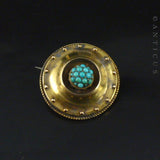 Victorian Gold and Turquoise Target Brooch.