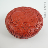 Cinnabar Lacquer Elephant Trinket Box.