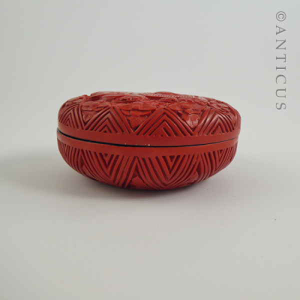 Cinnabar Lacquer Elephant Trinket Box.