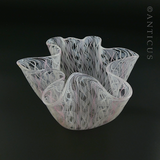 Venetian Latticino Glass Signed Hankerchief Vase.