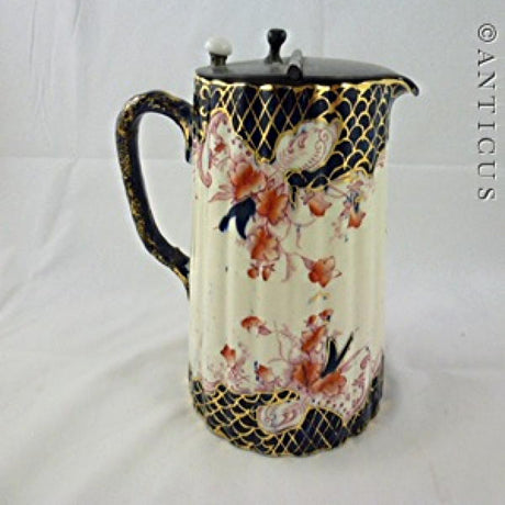 Pretty Victorian Jug with Pewter Lid, Faults.
