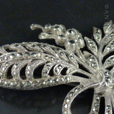 Silver and Marcasite Ribbon and Flowers Brooch.