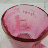 Unusual Mary Gregory Cranberry Glass Mug, Warrnambool.