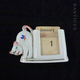 Art Deco Porcelain Perpetual Calendar, Cat Decoration.