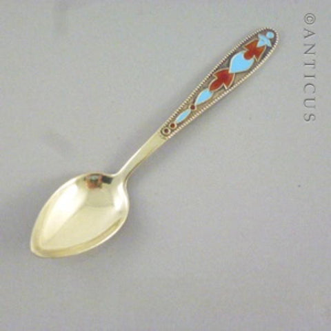 Russian Silver Gilt and Enamel Coffee Spoon.