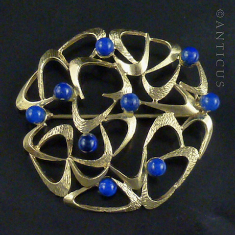 14ct Gold and Lapis Vintage Brooch.