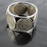 Old Chilean Silver Coin Napkin Ring.