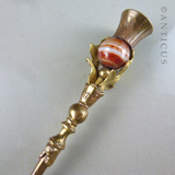Novelty Victorian Scots Agate and Gilt Button Hook.