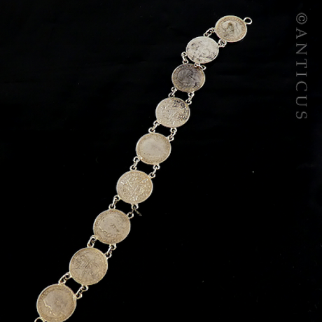 Coin Bracelet, English Threepence Coins.