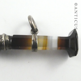 19th C. Silver, Agate and Citrine Fob Seal.