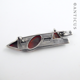 Art Deco Silver, Marcasite & Carnelian Brooch.