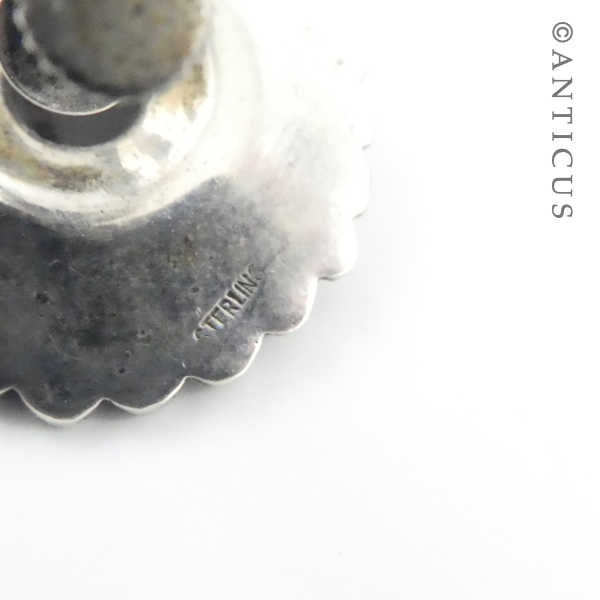 Pair Silver, Onyx and Marcasite Earrings.