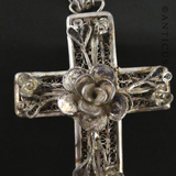 Filigree Silver Antique Cross Pendant.