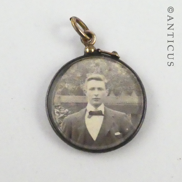 Edwardian Window Locket with Original Photos.