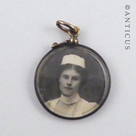 Edwardian Window Locket with Original Photos.