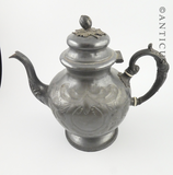 Ornate Britannia Metal Large Teapot.