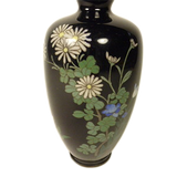 Small Black and Floral Cloisonne Vase.