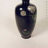 Small Black and Floral Cloisonne Vase.