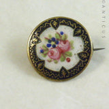 Small Vintage Enamel Brooch with Roses.