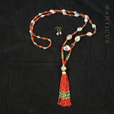 Very Long Flapper Necklace, Venetian Glass Beads and Tassel.
