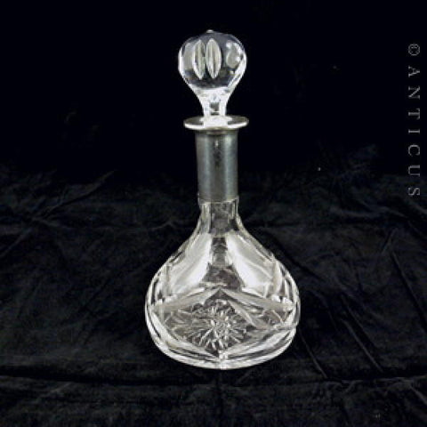 Silver and Cut Glass Large Scent Bottle.