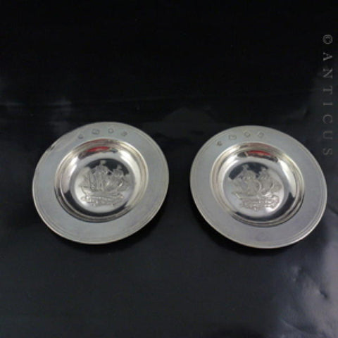 Pair Miniature Sterling Silver Alms Dishes.