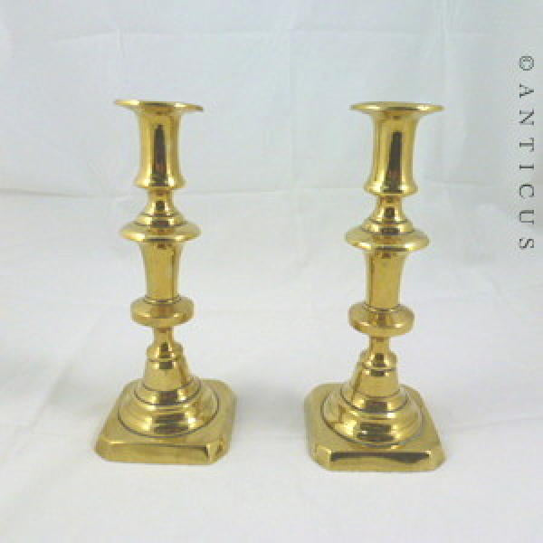 Pair of Victorian Brass Candlesticks.
