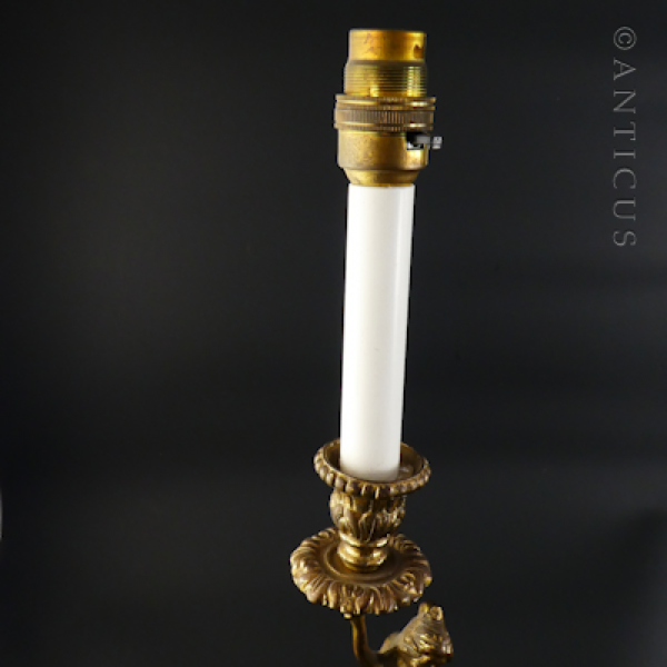 Pair of Cast Brass Figural Lamp Bases.